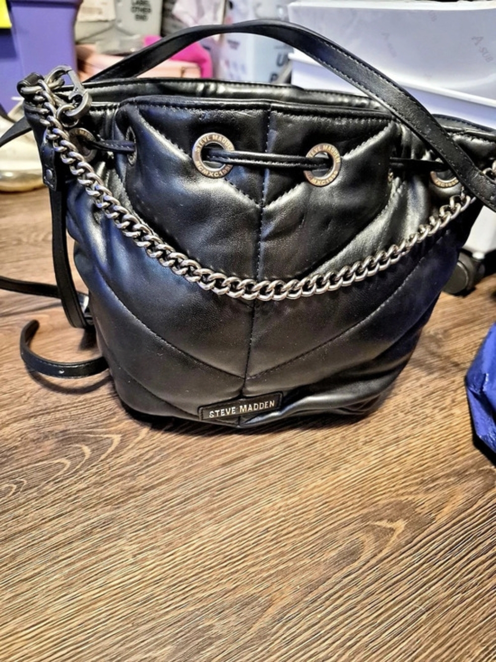 Steve Madden Black Chain Strap Shoulder Bag